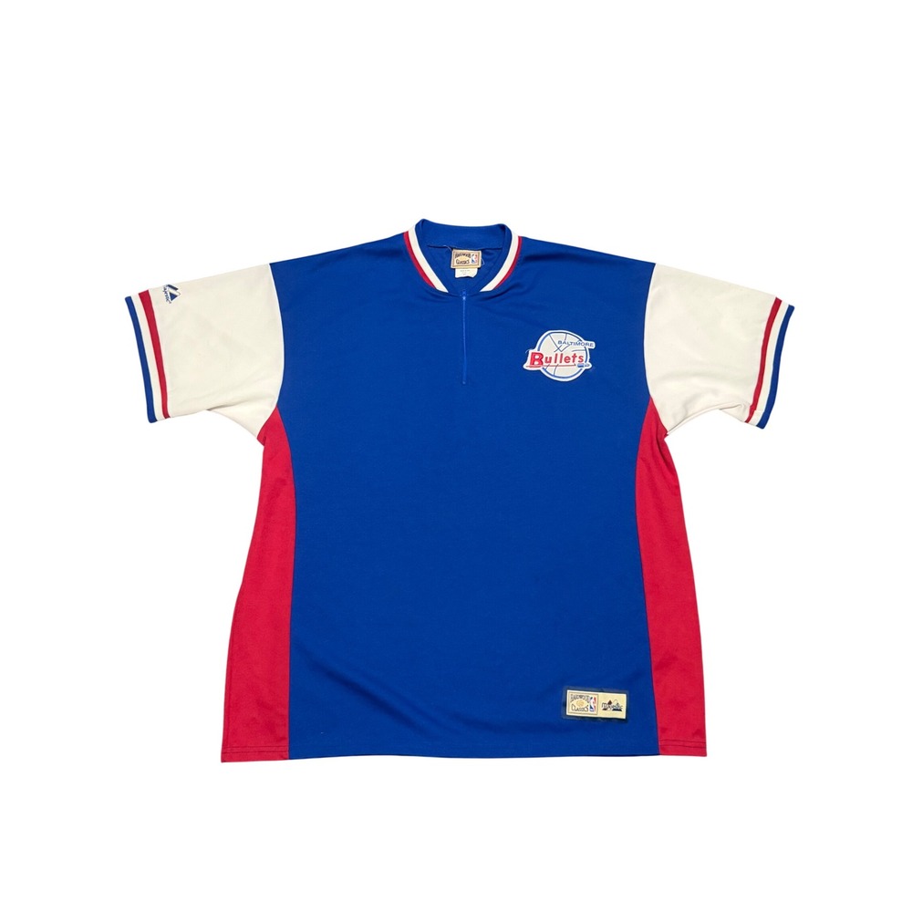 Majestic Baltimore Bullets NBA Hardwood Classics Shooting Shirt Blue XL Vintage